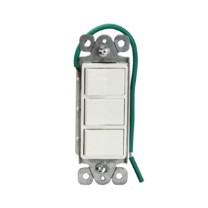 Triple Rocker Switch Single Pole Stacked White
